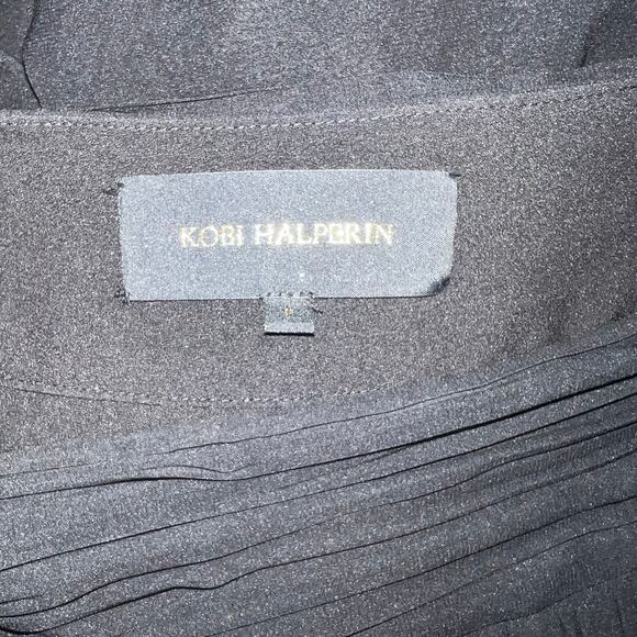 Kobi Halperin Black Wide Leg Pants Pleated Silk size 6 - Picture 6 of 9